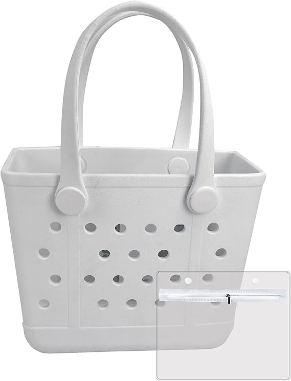 Small Rubber Beach Bags, Waterproof Travel Bags Washable Tote Portable Open Handbag for Beach,Pool, Outdoor, Sport Travel