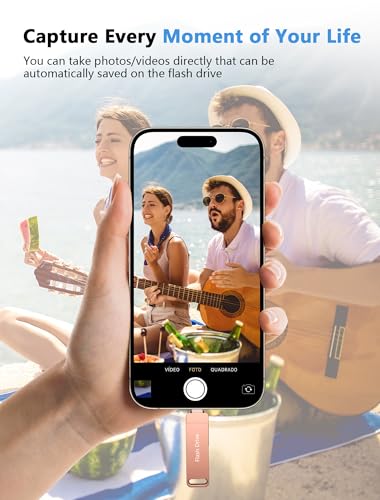 MFi Certified 512GB Photo Stick, 3 in 1 USB Flash Drive for iPhone Memory Stick with Photo Backup Drive, High Speed USB Thumb Drive Storage for iPhone/iPad/Android/PC Pink