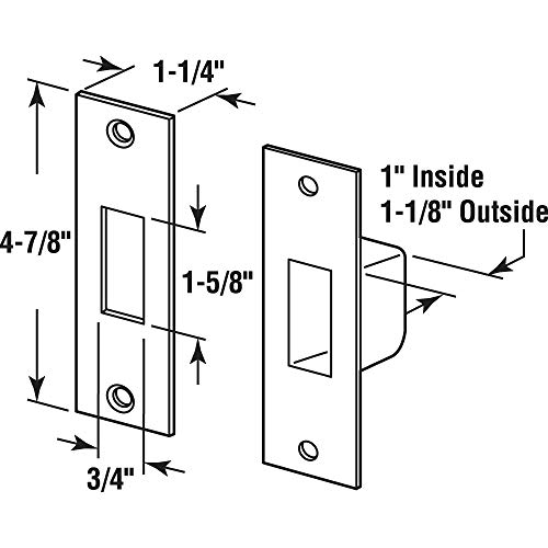 Image of Prime-Line U 9539 4-7 /8 In. Steel Brass Plated Armored Security Box Strike Plate for Hinged Doors (Single Pack)