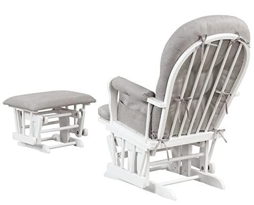 Angel Line Grayson Glider and Ottoman with Arm Rest ,White with Gray - Image 4