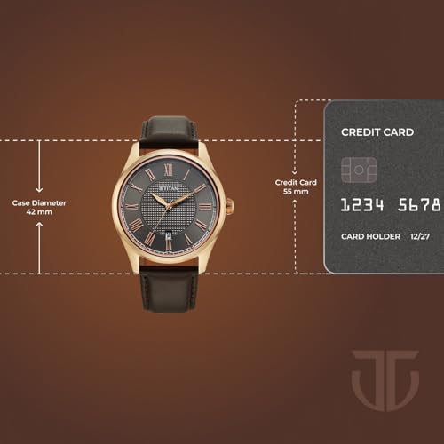 Image of Titan Neo Roman Analog with Anthracite Dial Brown Leather Strap Watch for Men - 10063WL01