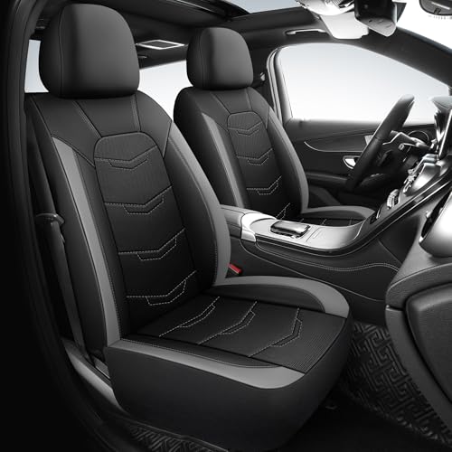 Image of HChengkikz Front Car Seat Cover, Breathable and Sporty (Black + Gray)