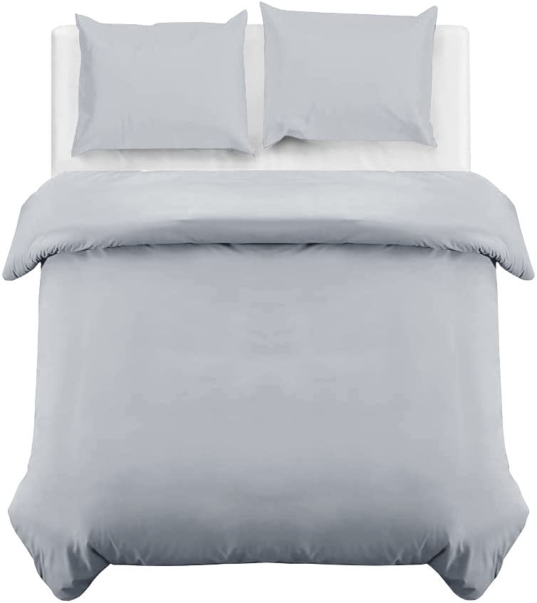 MOONLIGHT20015 Single Duvet Cover Set Silver Solid Soft Single Bedding Duvet Cover with 1 Matching Pillowcase - Image 2