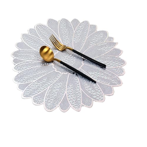 Set de table tournesol ajouré PVC 38cm imperméable argent lavable - 2