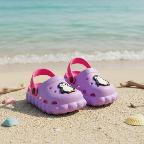 Image of GLJ Little AngelToddler Clogs Slippers, 12 Months to 3 Years, Baby Boy, Waterproof, Lightweight, Cute Cartoon Penguin Design