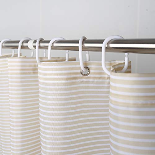 Rideau de douche beige haut de gamme en tissu imperméable texturé - 5