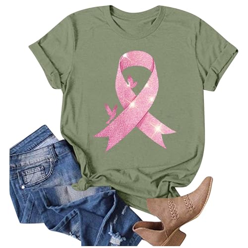 Shirts for Women Breast Cancer Shirt Pink Ribbon Tee Breast Cancer Awareness Inspirational Tops Survivor Gifts Tees - image 3