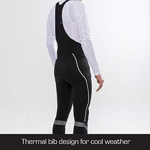 Craft Men’s Ideal Pro Thermal Cycling Bib Pants with Protective C3 Chamois - Wind and Waterproof, Shock Absorbing Padding X-Large Black - Thumbnail 7