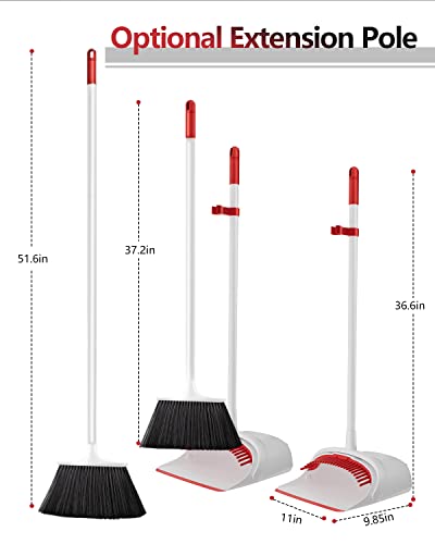 Image of Broom and Dustpan Set, Broom and Dustpan Set for Home, Dustpan with 52 inch Long Handle Broom Combo Set, Standing Dustpan and Broom Set for Home Kitchen Room Office Lobby Floor Cleaning