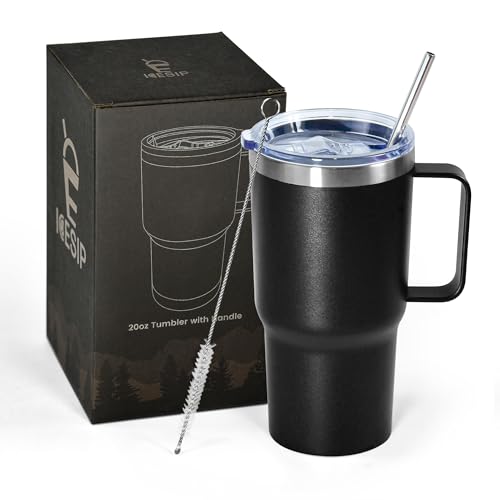 Gobelet de 591 ml avec anse noir en acier inoxydable double paroi - 2