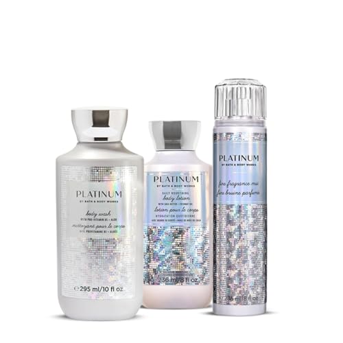 Image of Bath & Body Works Platinum 3-Piece Combo | Body Wash + Body Lotion + Fine Fragrance Mist | Daily Body Care Routine | Hydrating, Long Lasting & Layerable | 236 ml Each