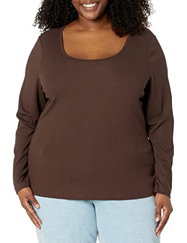 Image of Amazon Essentials Women's Long Sleeve Slim-Fit Rib Scoop Neck Sweater, Fall Tops, Pack of 2