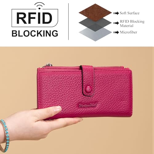 Image of Montana West Wallet Women RFID Blocking Wallets, Card Cases & Money Organizers Wallets with Zipper Coin Pocket, 3 Hot Pink, 7.8 inch * 4.8 inch * 1.5 inch, Vintage
