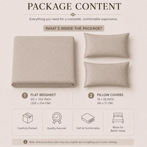 Image of Blue Strip Polycotton Bedsheet, Double 90x100 (Beige) | Hotel Quality | Soft, Breathable & Colourfast | Wrinkle Resistant | Machine Washable | Pillow Covers Included