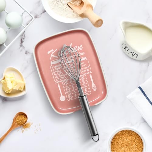Image of Pink Spoon Rest for Stove Top, Ceramic Spoon Holder for Kitchen Counter