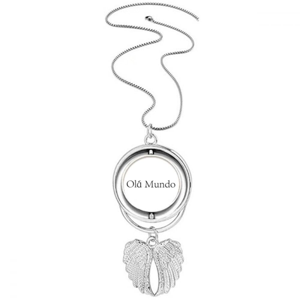 Collier ailes d'ange style art déco portugais Hello World en argent ciselé
