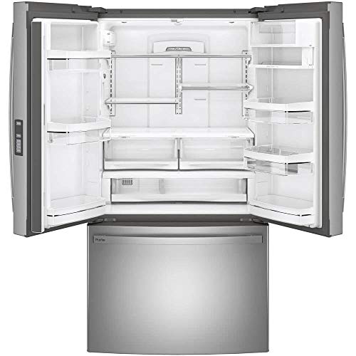 GE Profile 36 Energy Star Counter Depth French Door Refrigerator with 23.1 cu. ft. Capacity Internal Water Dispenser TwinChill Evaporator and Showcase LED Lighting in Fingerprint Resistant on Fridge.com