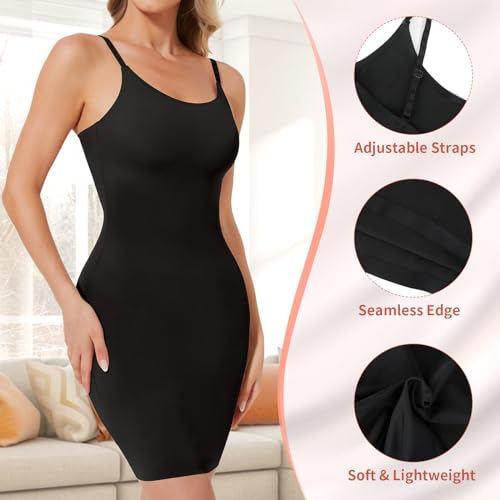 Image of Shapewear Slips for Under Dresses, Full Slip Dress for Women Tummy Control Body Shaper Seamless Shaping Dress