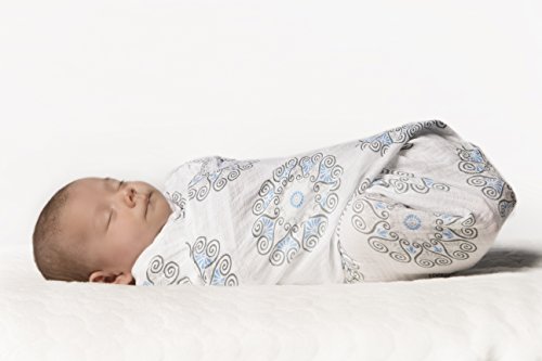 Image of SwaddleDesigns Marquisette Receiving Swaddle Blanket for Baby Boys & Girls, Soft Premium Cotton Muslin, Best Shower Gift, Yellow Medallions, Parent Picks Award Winner