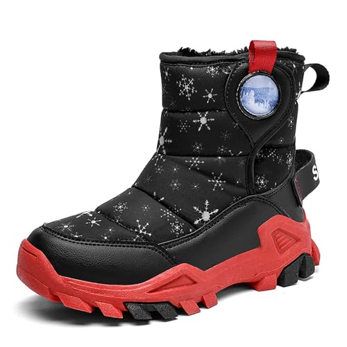Girls Boys Kids Snow Boots W𝐚terproof Slip R𝐞sistant Outdoor Winter Mid Calf Padded Comfortable Anti Slip Shoes3