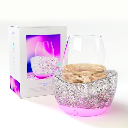 Wine Chiller for Glass Stemless Wine Glass Chiller Keeps Your Glasses of Vino Cold 10 Color Light Modes Separable Wine Essentials Accessories (Rose Pink)