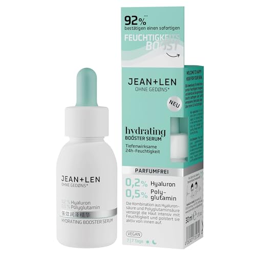 Jean & Len Hydrating Booster Serum, ideal para todos os tipos de pele, hidratação profunda 24 horas, sérum facial leve e sem fragrância, vegano, 30ml