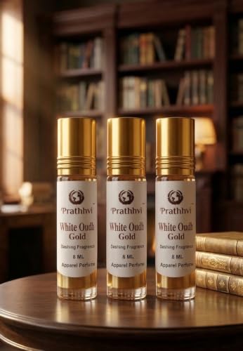 Image of White Oudh Gold Attar Roll-On Perfume Oil - 8 ml x 3 | Alcohol Free | Long Lasting Rich Fragrance | Men & Women | Pocket Size Travel Friendly Roll On | Daily Wear (Pack of 3)