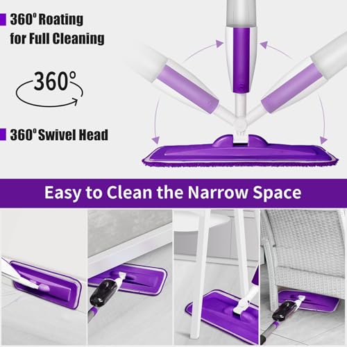 Image of Wet Spray Mop for Floor Cleaning with 14 oz Bottle & 3 Microfiber Pads | Refillable bottle, washable pads, dry /wet use for home or commercial cleaning on hardwood, laminate, wood & ceramic floors