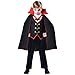 amscan - Costume per bambini Dracula, a maniche lunghe, con mantello, vampiro, tettarella, pipistrello, festa a tema, carnevale, Halloween