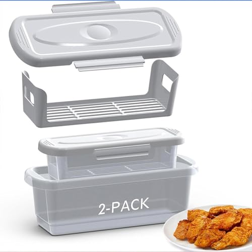 Paquete de 2 batidora de pescado con bandeja de empanado y tapas para freír alas de pollo y verduras