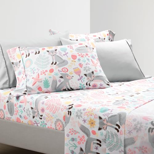 Parure de lit douce de qualité supérieure Pixie Fox 6 pièces lit double rose