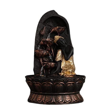 DECORWALE Polyresin Table Top Indoor Outdoor Water Fountain with LED Lights for Home Decor Decoration Showpiece Gift Gifting Items (DW-BF-16-008)