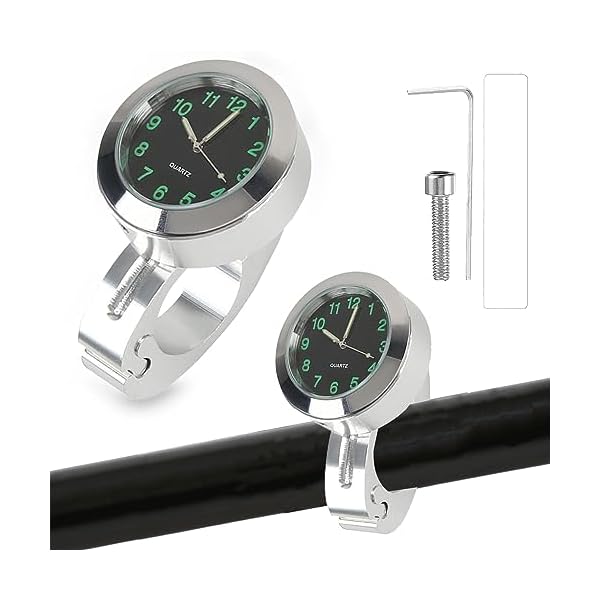 YeahBoom Motorraduhr,Motorrad Fahrrad Uhr,Motorrad Lenkeruhr,Motorrad-Uhren,wasserdichte Uhr,Wasserdicht Leuchtend Motorraduhren,für Lenker, Lenkerhalterung Uhr für Motorräder, Elektrofahrzeuge