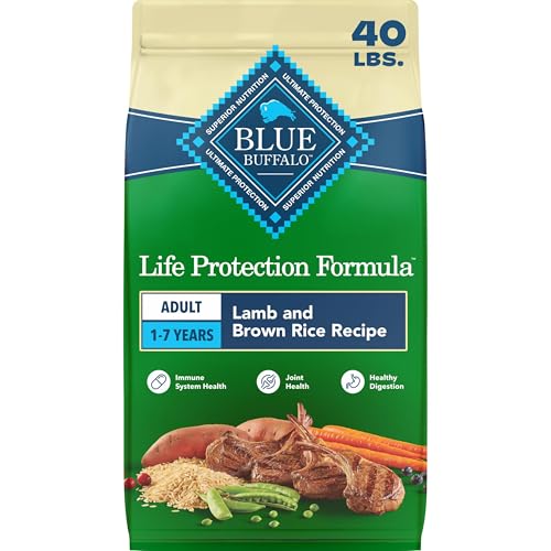 Image of Blue Buffalo Life Protection Formula Lamb & Brown Rice Adult Dry Dog Food, Supports Immunity with Antioxidant-Rich LifeSource Bits, Promotes Healthy Muscle Development, Skin & Coat Health, 40 lbs.