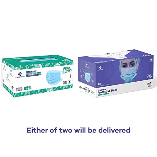 Image of Careview CARE VIEW N95 N95 SITRA Approved, 3 Ply Disposable Surgical Mask (Blue, Pack of 200) With Built in Metal Nose Pin and 1 Melt Blown Layer