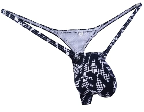 Mens G-String Bulge Pouch Thong Black Underwear WSS110