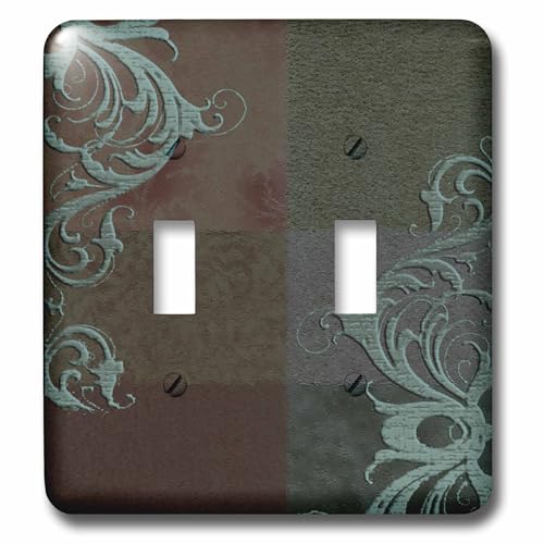 Interrupteur double à bascule aqua green 3dRose déco vigne marron