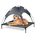 GYMAX Elevated Dog Bed with Removable Canopy, Portable Pet Cot Canopy, Cooling Raised Dogs Cats Bed for Indoor and Outdoor (XL)