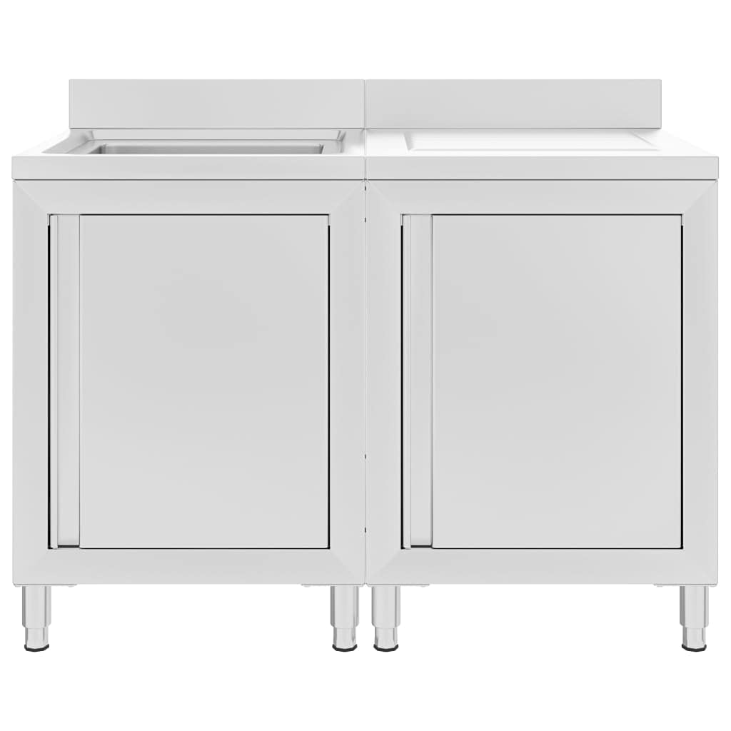 vidaXL Fregadero de Cocina Profesional Equipo Armario de Almacenamiento Restaurante Mesa de Trabajo Comercial Acero Inoxidable 120x60x96 cm