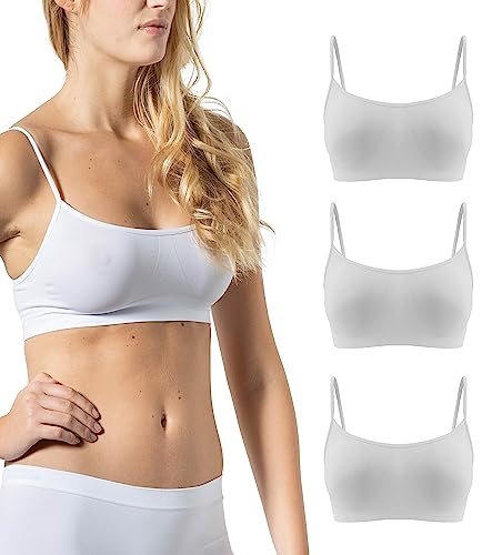 Risalti Sujetador Sin Aros Hombros Estrechos 3 Piezas - Bralette Mujer en Microfibra, más Suaves Que el Sujetador Deportivo Mujer, Sujetador Elástico Ropa Mujer Sin Costuras - Made in Italy