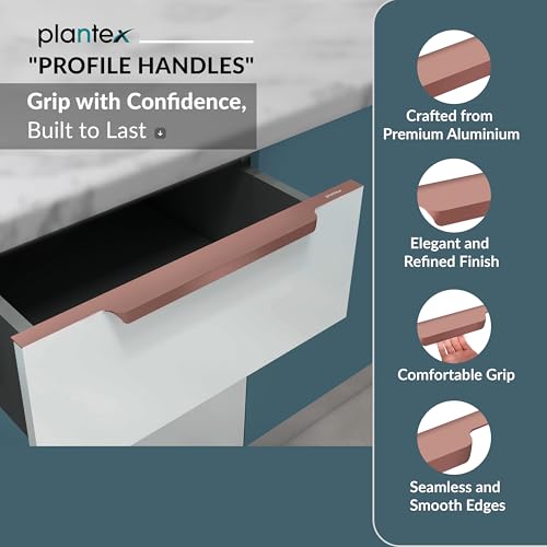 Image of Plantex Profile Handle for Kitchen Cabinet /18 Inch Aluminium Drawer Profile Handle /Wardrobe Pull Handle for Home /Office /Hotel - Pack of 2 (Rose Gold)