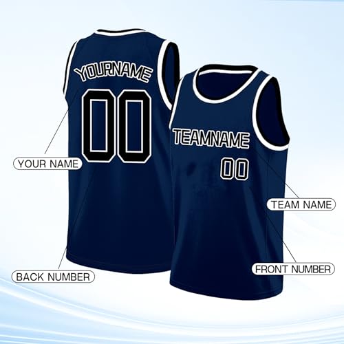Image of Custom Basketball Jersey for Men - Personalized Name & Number, Embroidered or Printed, Athletic Shirt for Kids, Boys & Youth
