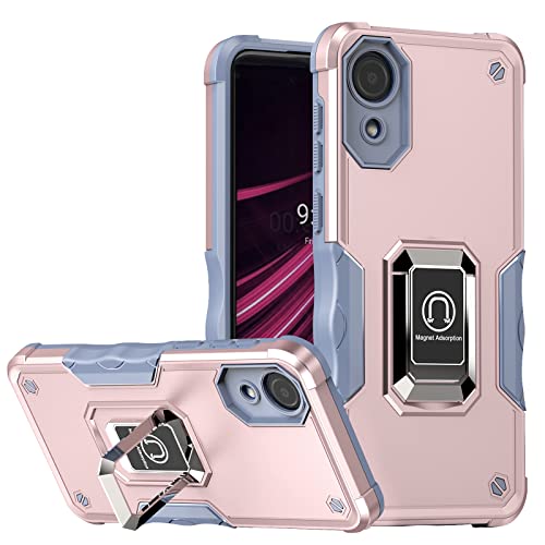 Lokyoo for Samsung Galaxy A03 Core Case, Metal Ring Magnetic Support Kickstand, Drop Tested Cover, Compatible with Magnetic Car Mount, Protective Phone Case for Samsung Galaxy A03 Core - Rose Gold