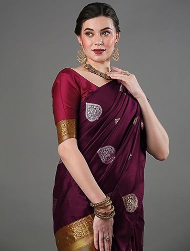 Image of Flosive Women's Mix Color Kanjivaram Silk Saree With Blouse