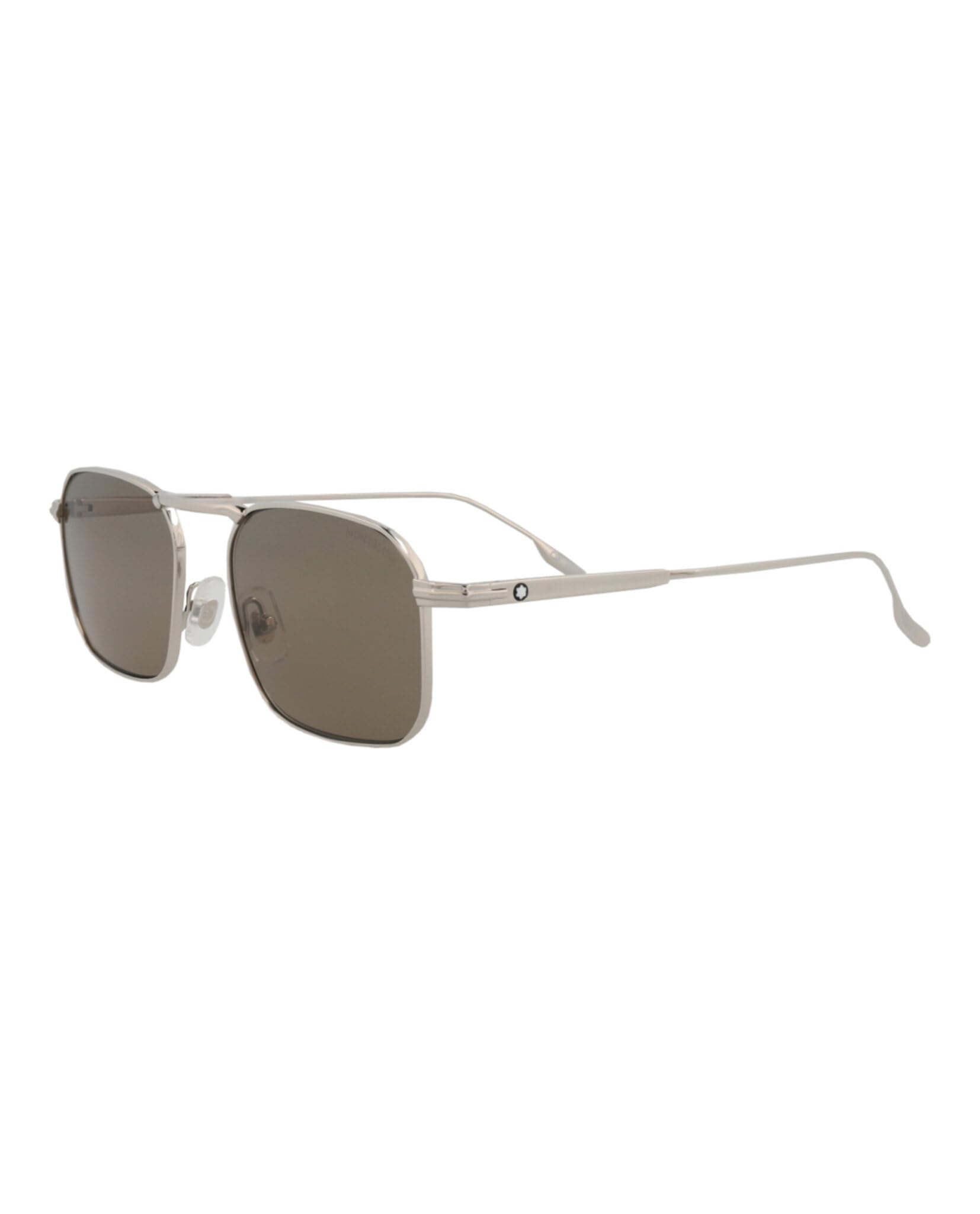 MONTBLANC Męskie okulary przeciwsłoneczne MB0218S-003 53, metalowe, srebrne, brązowe, Silver-Silver-Brown, 53