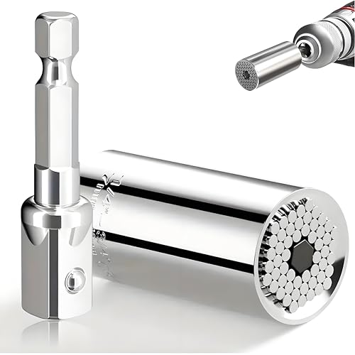 Abruga [2PCS] Super Universal Socket Wrench for Standard 1/4'' - 3/4'' Metric 7mm-19mm, Multi-Function, Adjustable Socket Wrench with Ratchet Wrench, DIY Repair Kit to Assemble with Extension