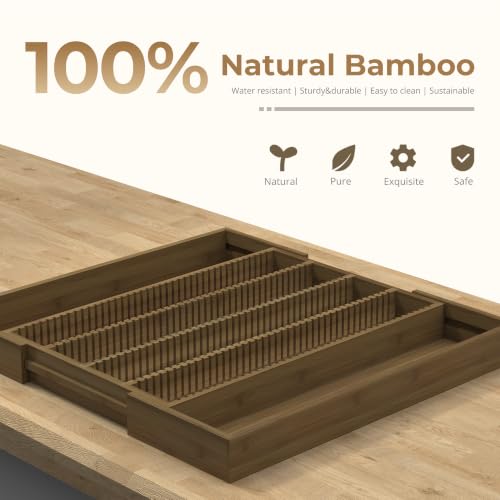 Image of Large Expandable Bamboo Coffee Pod Drawer Organizer