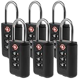 6 Pack Luggage Locks TSA Approved 3 Digit Travel Combination Portable Small Padlocks Stainless Steel TSA Accepted Toolbox Locks for Travel Bag Suitcase Lockers