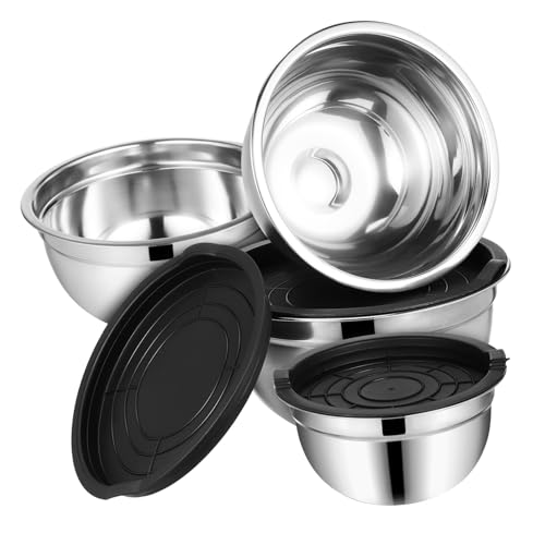 Alipis 4pezzi Ciotole in Acciaio Inossidabile Con Ciotole Per Preparazione in Cucina Impilabili Per Miscelazione La Cottura e Servizio