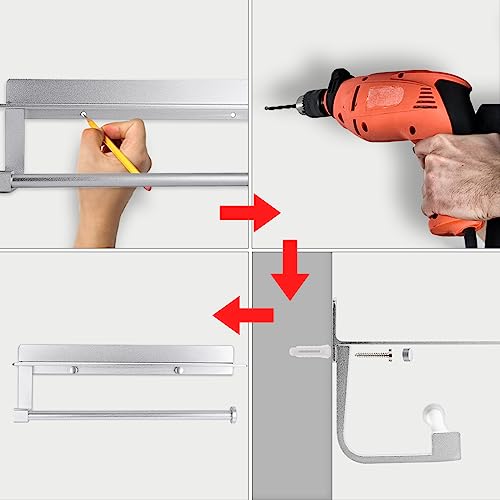 Sumnacon 13 Inch Aluminum Paper Towel Holder With Shelf - Wall Mounted Tissue Holder With Screws, Decorative Hand Towel Bar With Storage Organizer Shelf For Office, Bedroom, Bathroom, Kitchen,Silver #TOP4